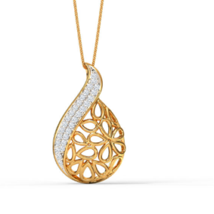 Pear Mesh Yellow Gold 18k Diamond Pendant w/chain