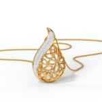 Pear Mesh Yellow Gold 18k Diamond Pendant w/chain