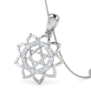Star & Flower 18k White Gold Diamond Pendant w/chain