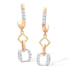 Dangling Stud 18k Tri-color Gold Diamond Earring