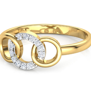 Triple Link 18k Yellow Gold Diamond Ring