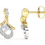 Dangling Stud 18k Two-tone Gold Diamond Earring