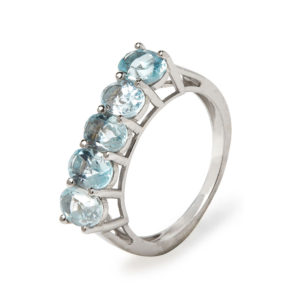 5 Stone Blue Topaz 925 Ring