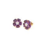 EAD000364001 Amethyst Yellow Gold Stud Diamond Earring