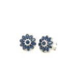 ESD002042001 Blue Sapphire White Gold Clip Diamond Earring
