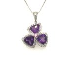 PAD000226001 Amethyst White Gold 18k Diamond Pendant w/chain