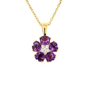 PAD000275001 Amethyst Yellow Gold 18k Diamond Pendant