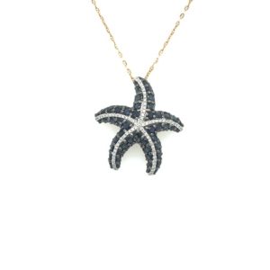 PSD000692001 Blue Sapphire White Gold 18k Diamond Pendant with Chain
