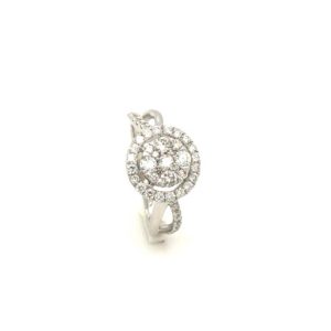 R17022 Twist Cluster 18K White Gold Diamond Ring