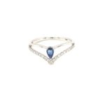 R18322 Blue Sapphire 18K White Gold Diamond Ring