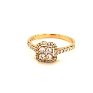 Square Shape Rose Gold 18K Diamond Ring