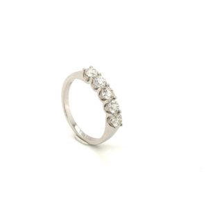 5 Stone Band Ring White Gold 18K Diamond Ring