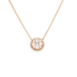 Round Rose Gold 18k Necklace with Continuous Diamond Pendant