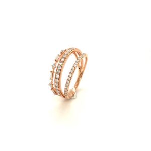 Triple Line Rose Gold 18K Diamond Ring R19820