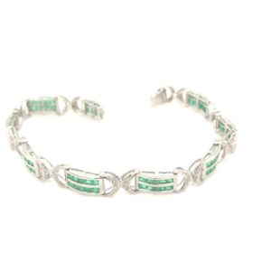 BED00359 Emerald Silver Bracelet Emerald