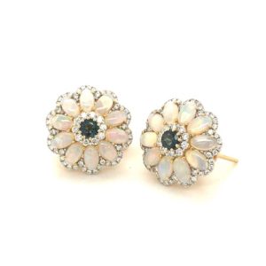EOD000685001 Opal Diamond Earring with Blue sapphire