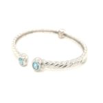 GBD00024 Silver Bangle Blue Topaz