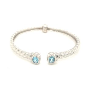 GBD00024 Silver Bangle Blue Topaz