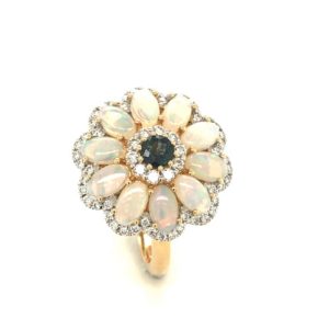 ROD001194001 Opal & Blue Sapphire Diamond Ring