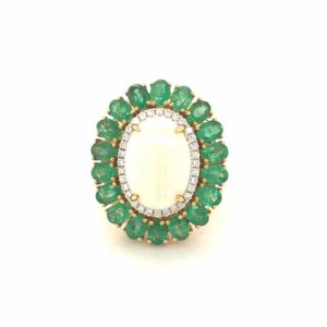 ROD001256001 Opal & Emerald Diamond Ring