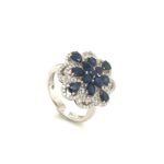 RSD001630001 18k White Gold Blue Sapphire Diamond Ring