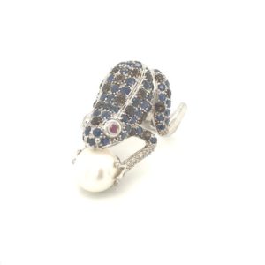 RSD99055 Blue Sapphire and Pearl Silver Ring BS 925