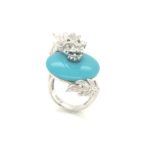 RWD07170 Sky Blue Stone Dragon Ring Tqm Silver Ring 925