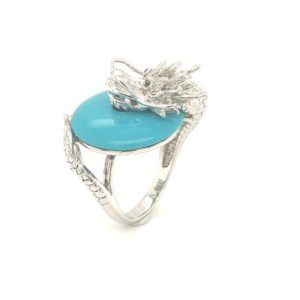 RWD07170 Sky Blue Stone Dragon Ring Tqm Silver Ring 925