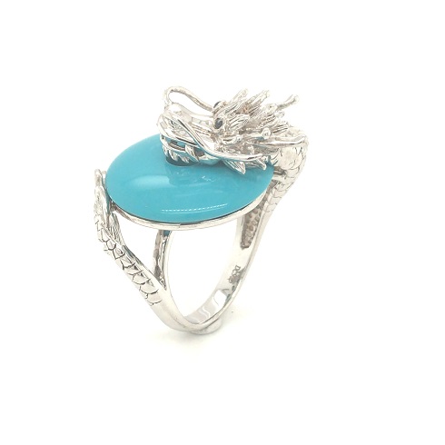Buy quality SkyBlue Stone 925 Silver Lady Ring in Rajkot