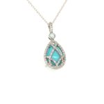 1505-PTURQ Silver Pendant with chain and Turquoise-Zircon stone