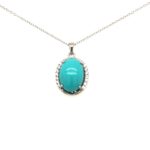 1600-PTURQ Silver Pendant with chain and Turquoise-Zircon stone