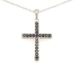 2318-PBKSP-C Silver Pendant with chain and Black stone