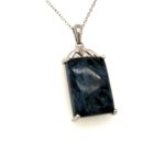 924-PPTST-A Silver Pendant with chain and color stone