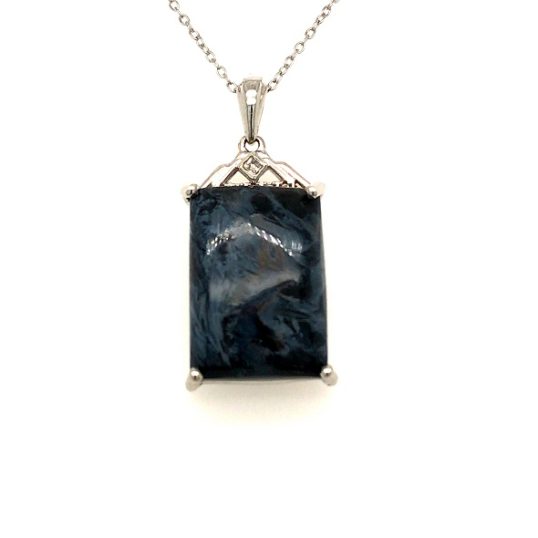 924-PPTST-A Silver Pendant with chain and color stone
