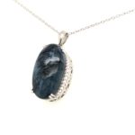 929-PPTST-A Silver Pendant with chain and color stone