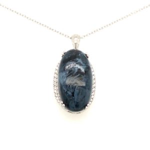 929-PPTST-A Silver Pendant with chain and color stone