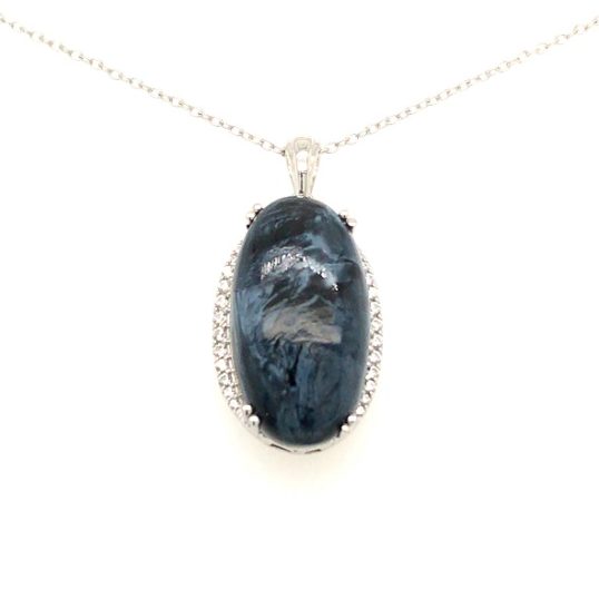 929-PPTST-A Silver Pendant with chain and color stone