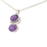 SJ191-PAFAM-3 Silver Pendant with chain and Amethyst stone