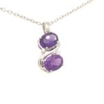 SJ191-PAFAM-3 Silver Pendant with chain and Amethyst stone