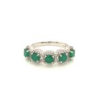 1151-REMER- Eme with Zircon Silver Ring 925sil