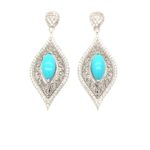 606-ETURQ-A Silver Earring 925sil Turquoise-Zircon stone