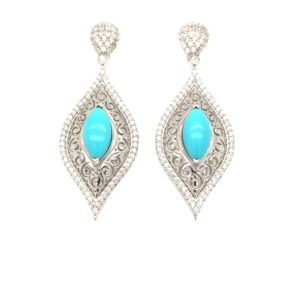 606-ETURQ-A Silver Earring 925sil Turquoise-Zircon stone