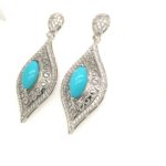 606-ETURQ-A Silver Earring 925sil Turquoise-Zircon stone