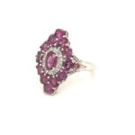 724-RRHOD-A Rhodolite Garnet with Zircon Silver Ring