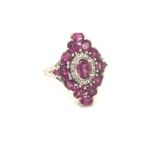 724-RRHOD-A Rhodolite Garnet with Zircon Silver Ring