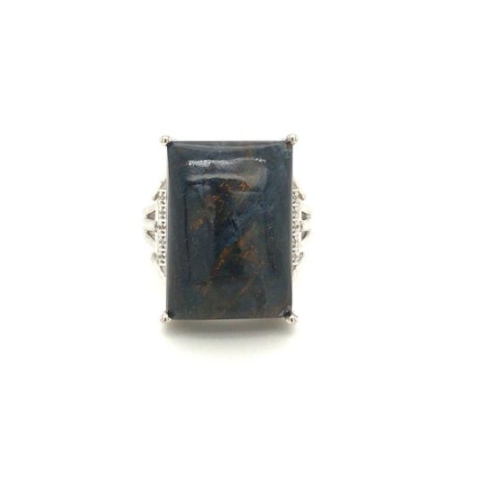 923-RPTST-D Pietersite Stone Silver Ring 925sil