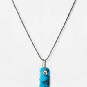 PJ2316-PTURQ-B Turquoise Stone Silver Pendant with chain 925sil