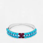 PJSJ026-BNG Ruby Swiss Blue Topaz Turquoise Silver Bangle 21.50 grms Price 5381 Now 3765 aed