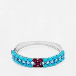 PJSJ026-BNG Ruby Swiss Blue Topaz Turquoise Silver Bangle 21.50 grms Price 5381 Now 3765 aed