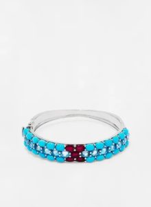 PJSJ026-BNG Ruby Swiss Blue Topaz Turquoise Silver Bangle 21.50 grms Price 5381 Now 3765 aed